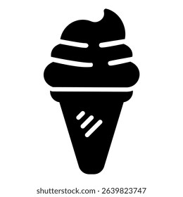 A black ice cream cone icon shows a sweet treat, perfect for illustrating summer or a tasty snack.