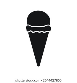 Black ice cream cone on white background.