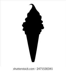 Schwarze Eistüte Silhouette isoliert auf weißem Hintergrund. Ice Cream Kegel Icon Vektorillustration Design.