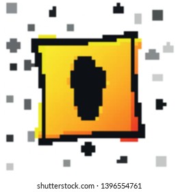 Black Ice cream icon isolated on white background. Sweet symbol. Yellow square button. Vector Illustration