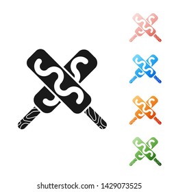 Black Ice cream icon isolated on white background. Sweet symbol. Set icons colorful. Vector Illustration