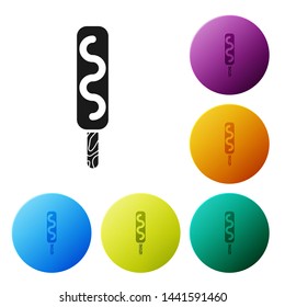 Black Ice cream icon isolated on white background. Sweet symbol. Set icons colorful circle buttons. Vector Illustration