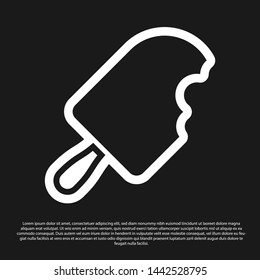 Black Ice cream icon isolated on black background. Sweet symbol. Vector Illustration
