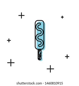 Black Ice cream icon isolated on white background. Sweet symbol.  Vector Illustration