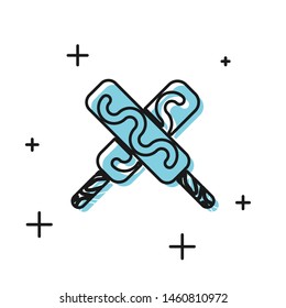 Black Ice cream icon isolated on white background. Sweet symbol.  Vector Illustration