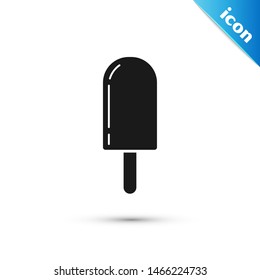 Black Ice cream icon isolated on white background. Sweet symbol.  Vector Illustration
