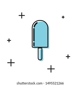 Black Ice cream icon isolated on white background. Sweet symbol.  Vector Illustration