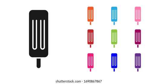 Black Ice cream icon isolated on white background. Sweet symbol. Set icons colorful. Vector Illustration