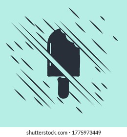 Black Ice cream icon isolated on green background. Sweet symbol. Glitch style. Vector Illustration