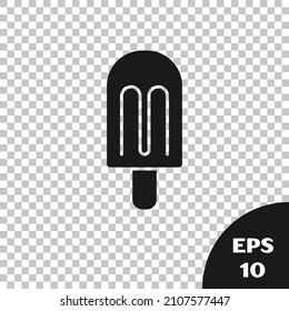 Black Ice cream icon isolated on transparent background. Sweet symbol.  Vector