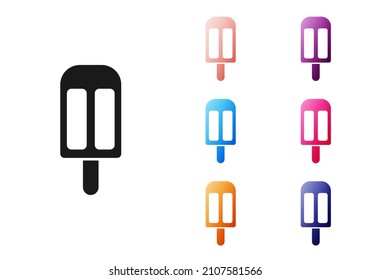 Black Ice cream icon isolated on white background. Sweet symbol. Set icons colorful. Vector