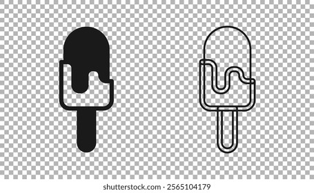 Black Ice cream icon isolated on transparent background. Sweet symbol.  Vector