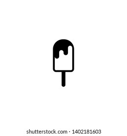 black ice cream lolly isolated on white background. Popsicle ice-cream on a stick with chocolate. summer sweet icon. Vector flat illustration.