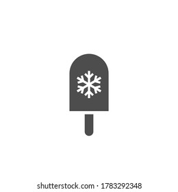 black ice cream lolly isolated on white background. Popsicle ice-cream on a stick with chocolate. summer sweet icon. Vector flat illustration.