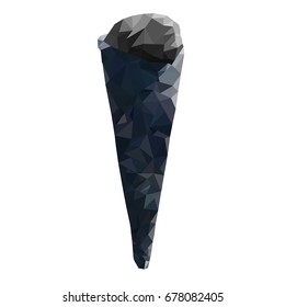 Black ice cream. Polygon illustration .Vector design