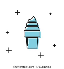 Black Ice cream in waffle cone icon isolated on white background. Sweet symbol.  Vector Illustration