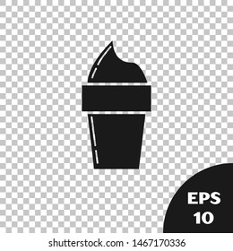 Black Ice cream in waffle cone icon isolated on transparent background. Sweet symbol.  Vector Illustration