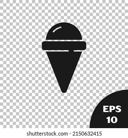 Black Ice cream in waffle cone icon isolated on transparent background. Sweet symbol.  Vector
