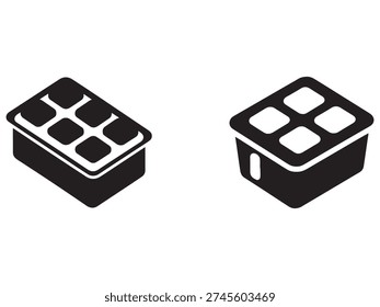 Black ice cube trays two identical black plastic ice cube trays with six rectangular cavities each for making ice cubes