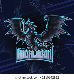 Black Ice Dragon Logo Gaming E-Sport Illustration