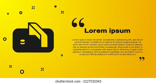 Black Ice hockey goal with net for goalkeeper icon isolated on yellow background.  Vector