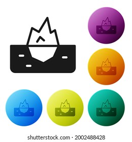 Black Iceberg icon isolated on white background. Set icons in color circle buttons. Vector