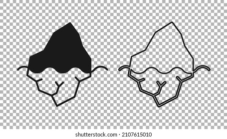 Black Iceberg icon isolated on transparent background.  Vector