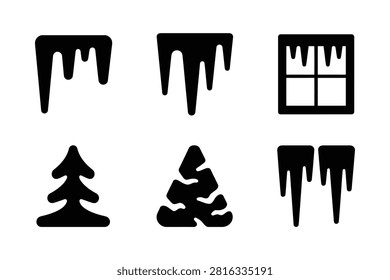 Black Icicles And Trees Winter Illustration Design