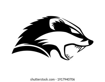 Black icon angry badger on white background.