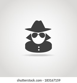 Black icon of anonymous spy agent.