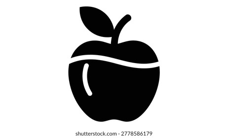 Black icon of an apple with a leaf, representing apple cider vinegar. Text below reads 