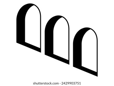 Black icon of arched windows.