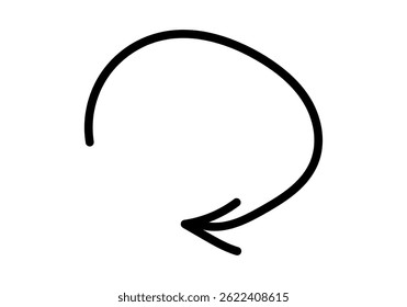 Black icon of arrow in circle made with brush stroke
