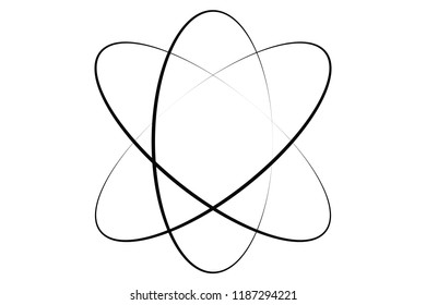 Black icon of an atom.