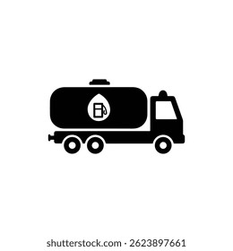 Ícone Preto de Caminhão de Combustível de Aviação com Símbolo de Combustível para Indústria de Transporte