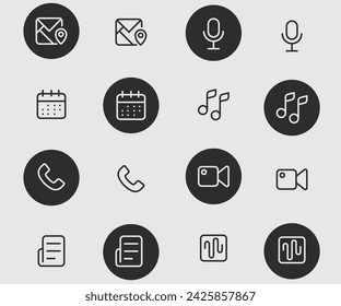 icono negro y fondo negro con conjunto de iconos