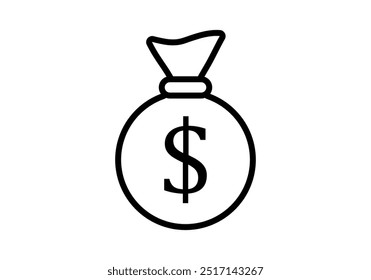 Icono negro de la bolsa de dólares