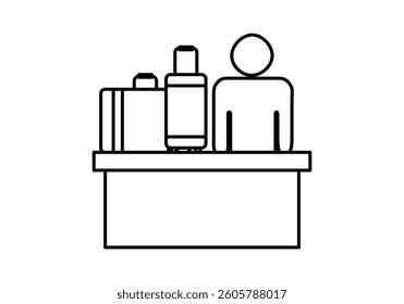 Black icon of baggage control staff