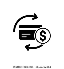 Black Icon of Bank Card and Dollar in Circular Motion