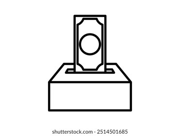 Black icon of banknote entering a box