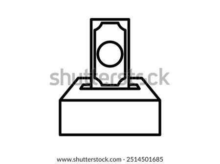 Black icon of banknote entering a box