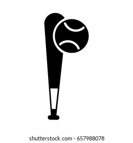 black icon baseball ball and bat