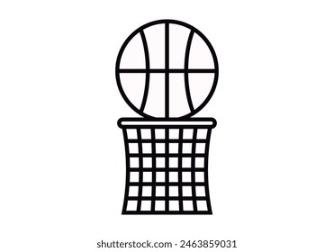 Black icon of basket with basketball ball.