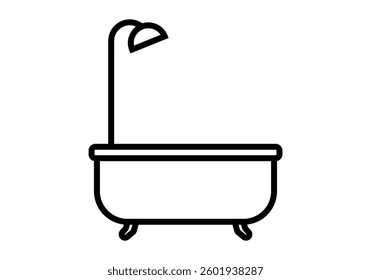 Black icon of bathtub with shower