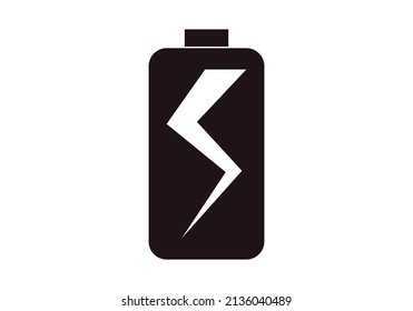 Black icon of battery indicator with lightning.