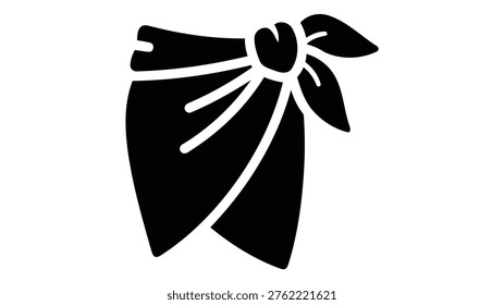Black icon of a beach sarong wrap, representing a lightweight wrap garment for beach and resort wear, isolated on white background.