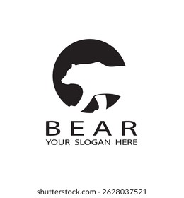 black icon of bear silhouette isolated on white background