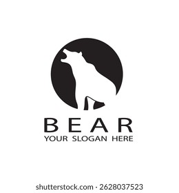 black icon of bear silhouette isolated on white background