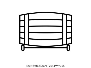 Black icon of beer barrel on wheels