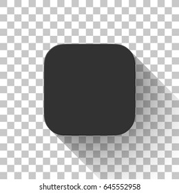 Black icon, blank button template, mock-up with flat designed shadow and transparent background for design concepts, apps, applications, internet sites, web, user interfaces, UI. Vector.